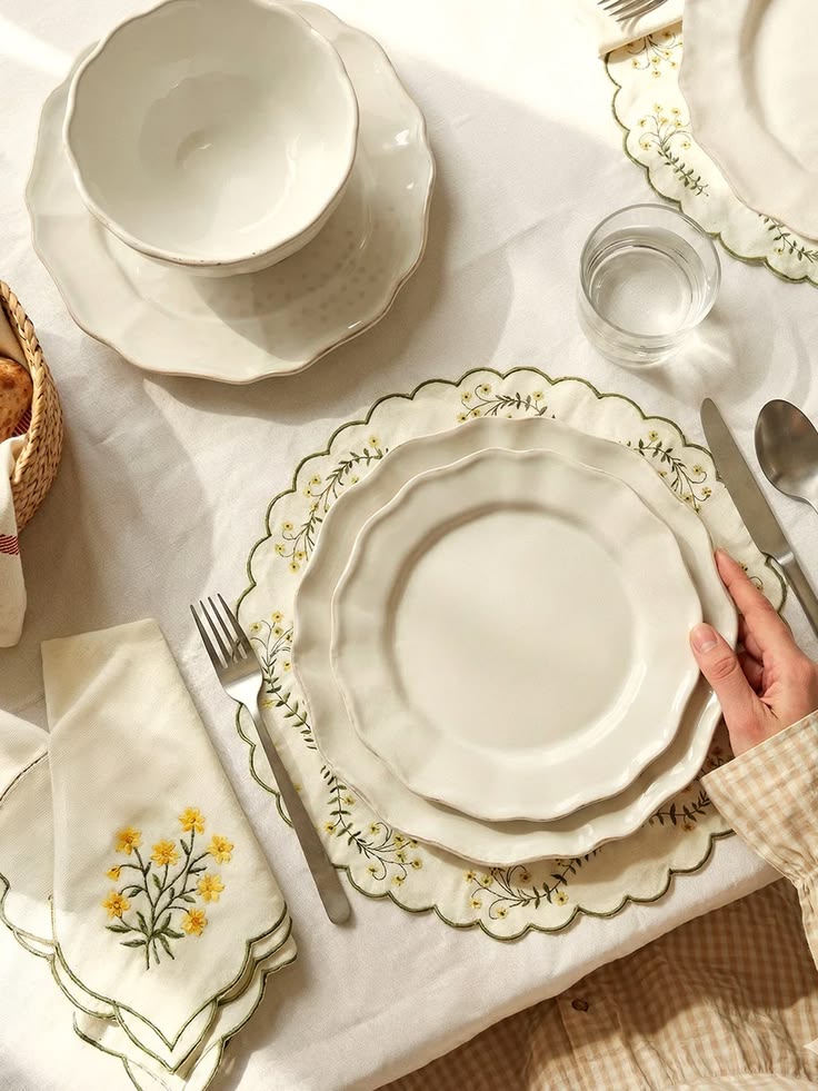 Styled dinner plates arranged for everyday dining